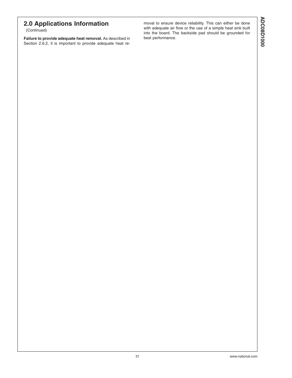 0 applications information | Rainbow Electronics ADC08D1000 User Manual | Page 31 / 32