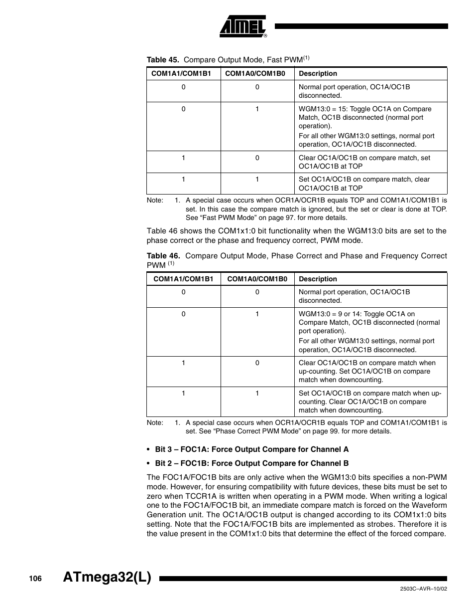 Atmega32(l) | Rainbow Electronics ATmega32L User Manual | Page 106 / 313