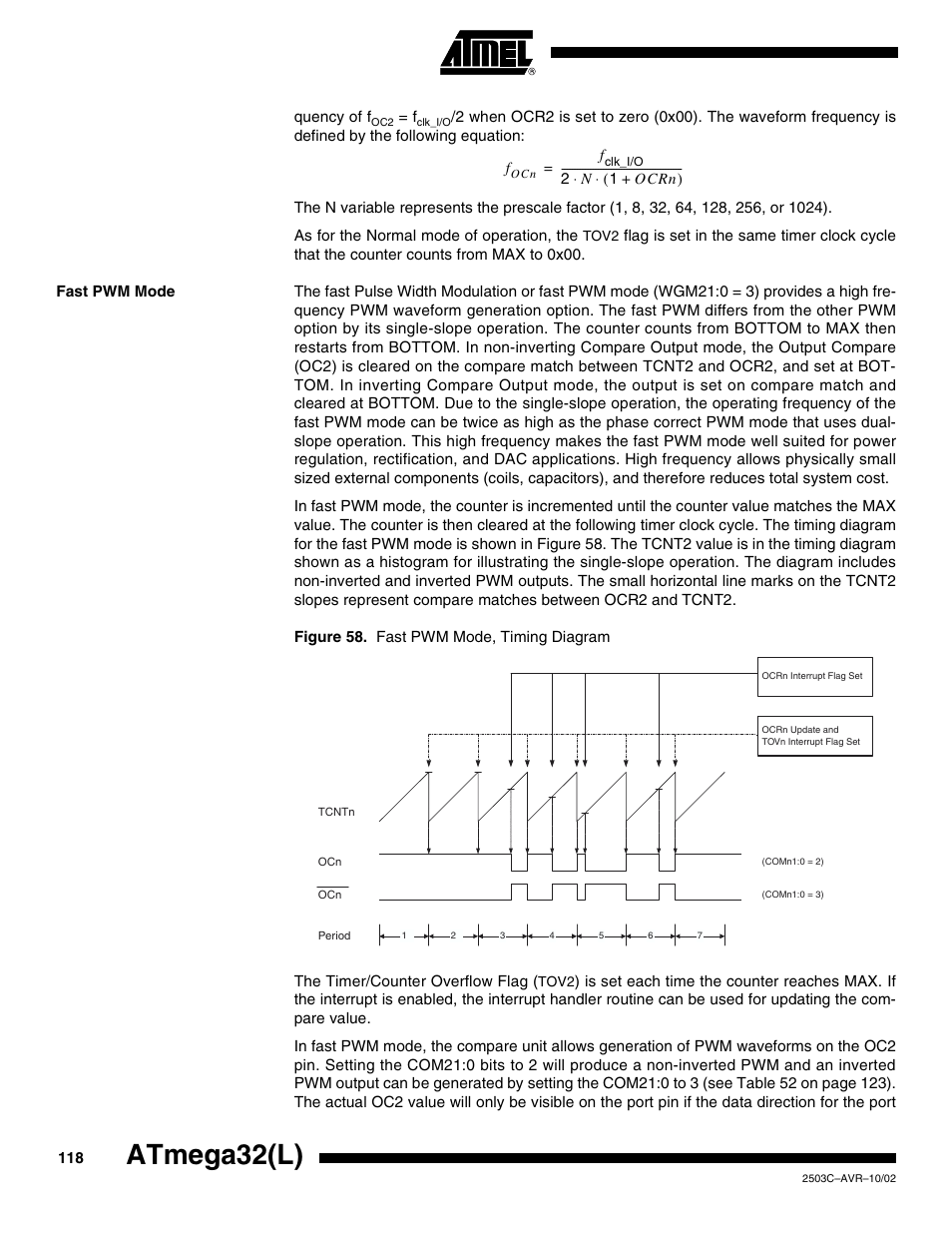 Fast pwm mode, Atmega32(l) | Rainbow Electronics ATmega32L User Manual | Page 118 / 313