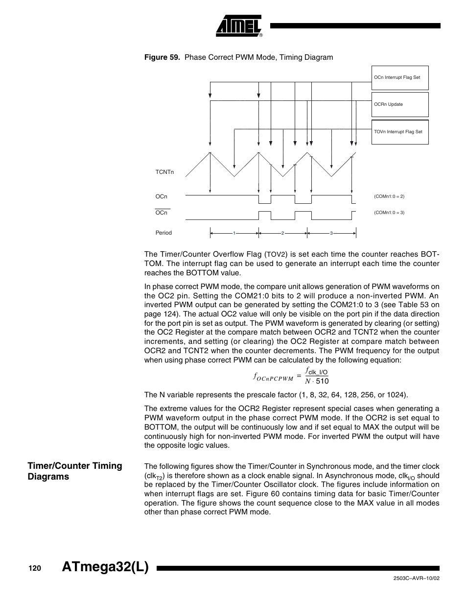 Timer/counter timing diagrams, Atmega32(l) | Rainbow Electronics ATmega32L User Manual | Page 120 / 313