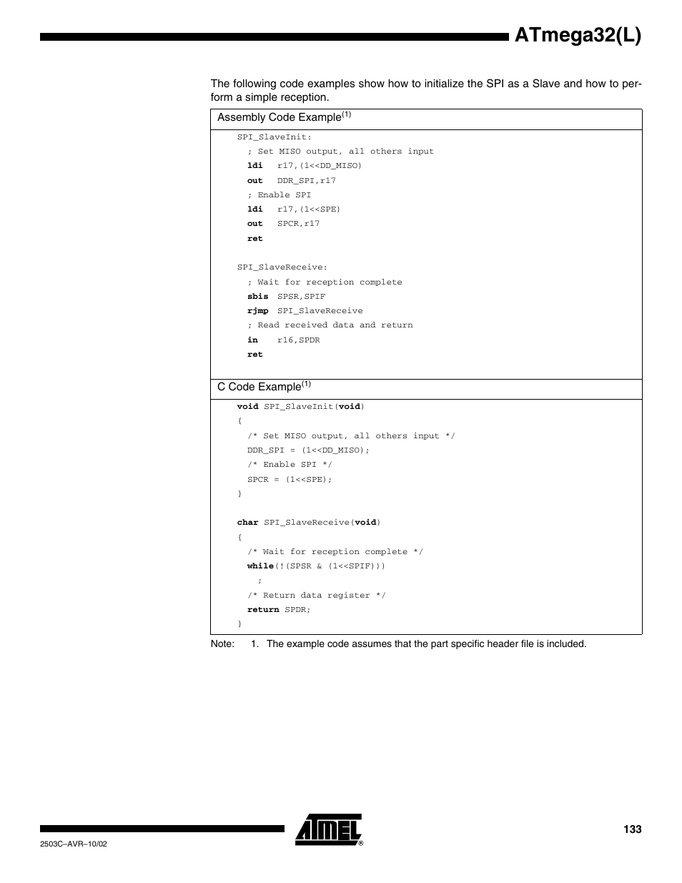 Atmega32(l) | Rainbow Electronics ATmega32L User Manual | Page 133 / 313
