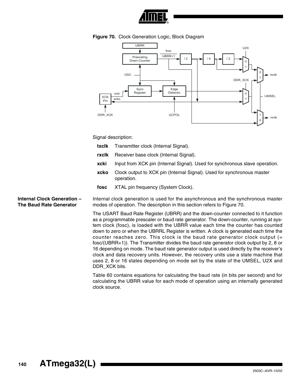 Atmega32(l) | Rainbow Electronics ATmega32L User Manual | Page 140 / 313