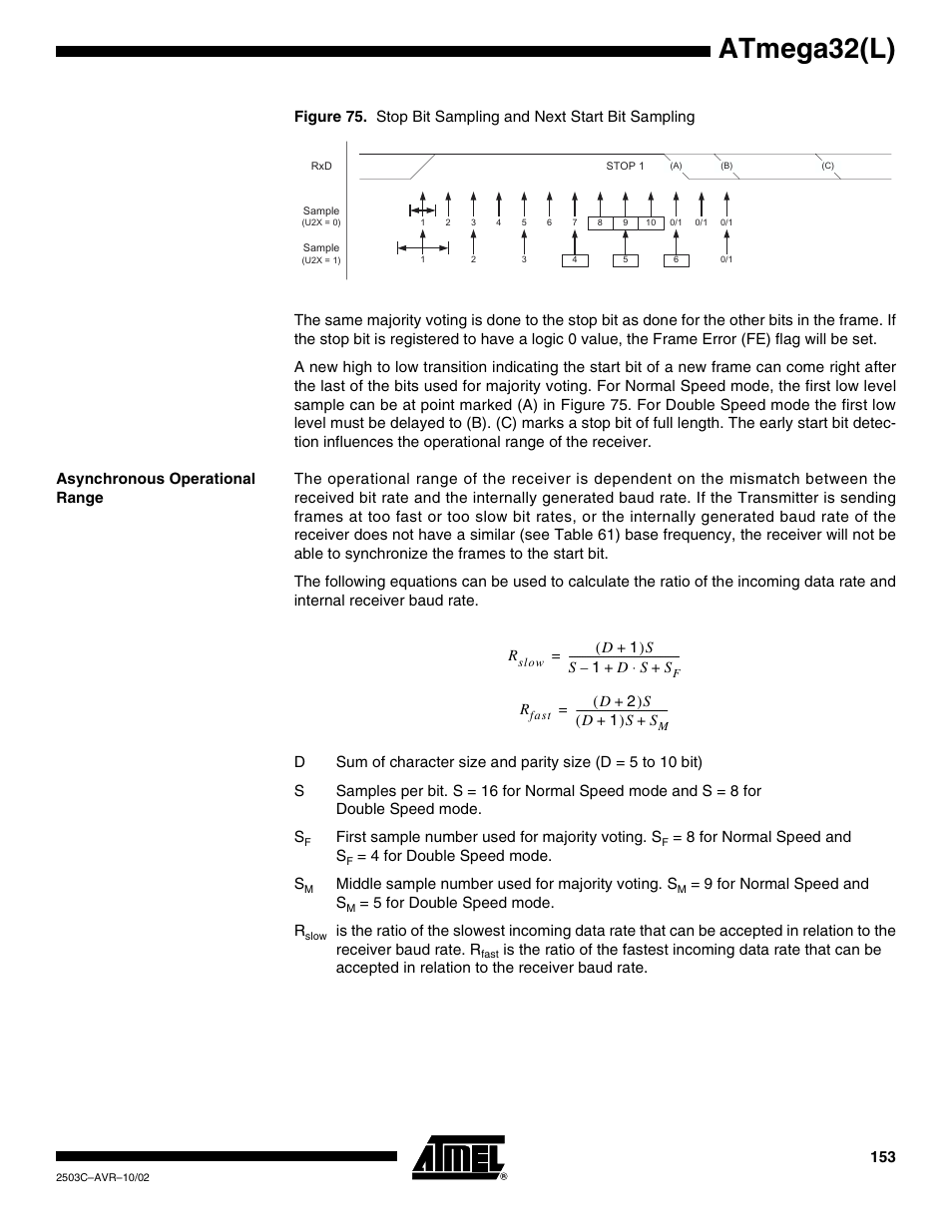 Asynchronous operational range, Atmega32(l) | Rainbow Electronics ATmega32L User Manual | Page 153 / 313