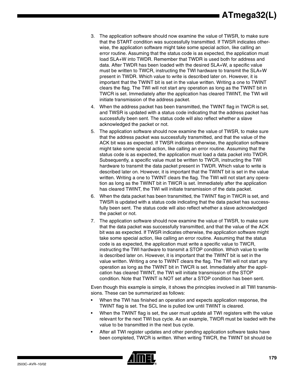 Atmega32(l) | Rainbow Electronics ATmega32L User Manual | Page 179 / 313