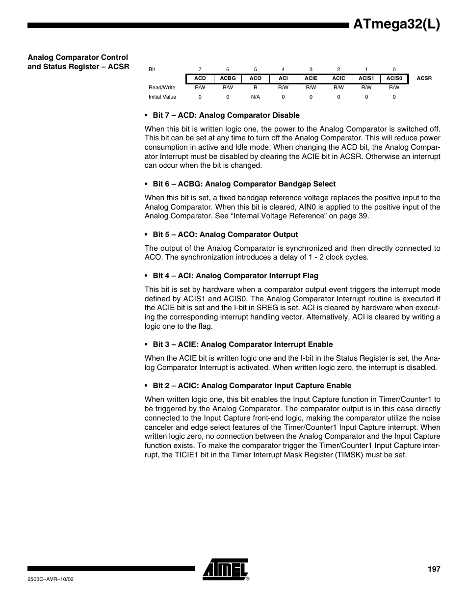Atmega32(l) | Rainbow Electronics ATmega32L User Manual | Page 197 / 313