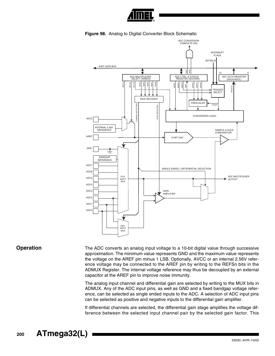 Operation, Atmega32(l) | Rainbow Electronics ATmega32L User Manual | Page 200 / 313