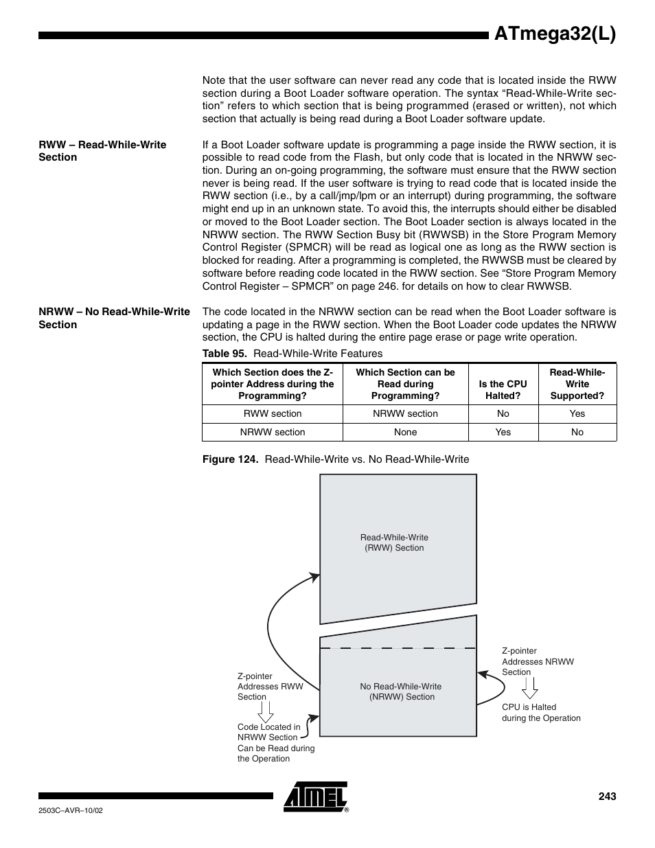 Rww – read-while-write section, Nrww – no read-while-write section, Atmega32(l) | Rainbow Electronics ATmega32L User Manual | Page 243 / 313