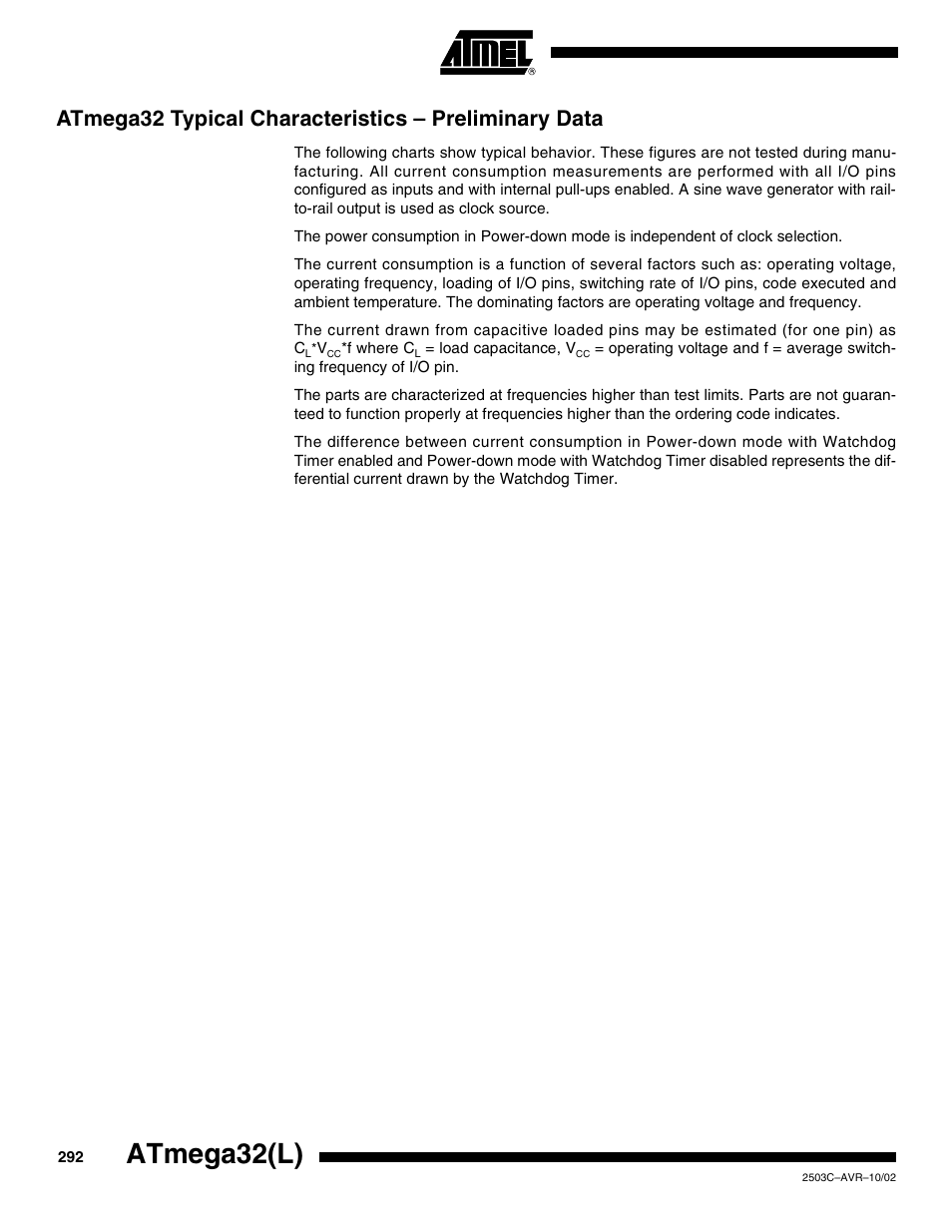 Atmega32(l) | Rainbow Electronics ATmega32L User Manual | Page 292 / 313