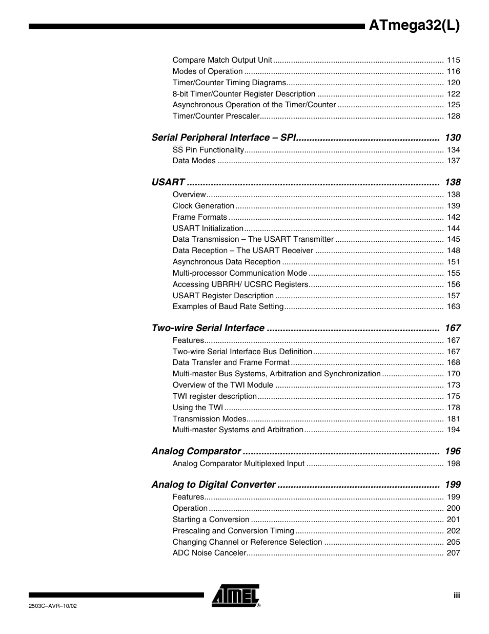Atmega32(l) | Rainbow Electronics ATmega32L User Manual | Page 310 / 313