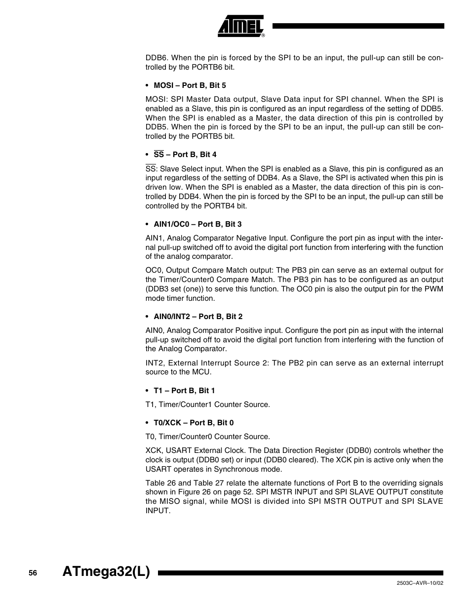Atmega32(l) | Rainbow Electronics ATmega32L User Manual | Page 56 / 313