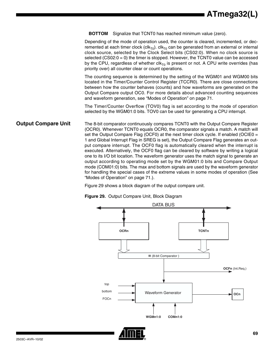 Output compare unit, Atmega32(l) | Rainbow Electronics ATmega32L User Manual | Page 69 / 313