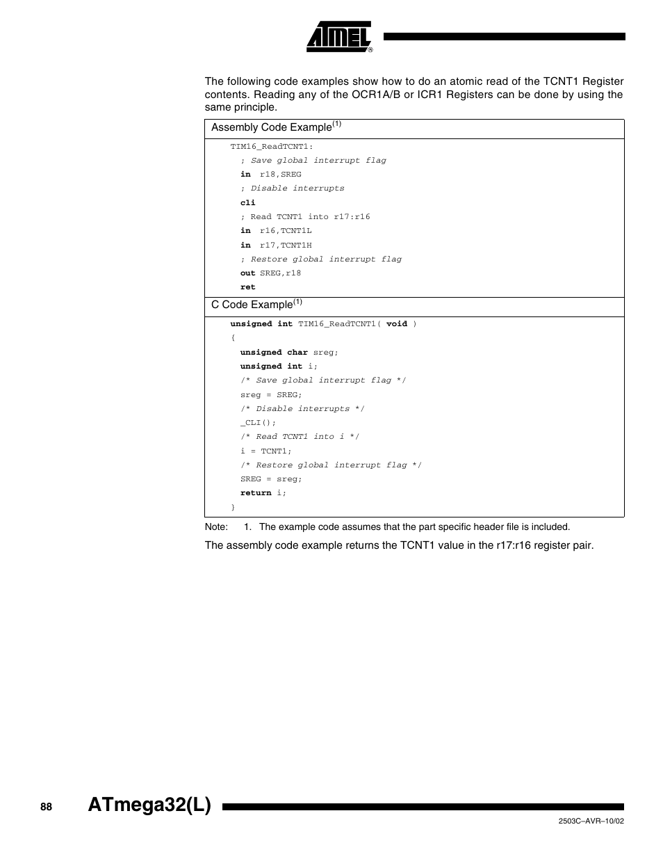 Atmega32(l) | Rainbow Electronics ATmega32L User Manual | Page 88 / 313