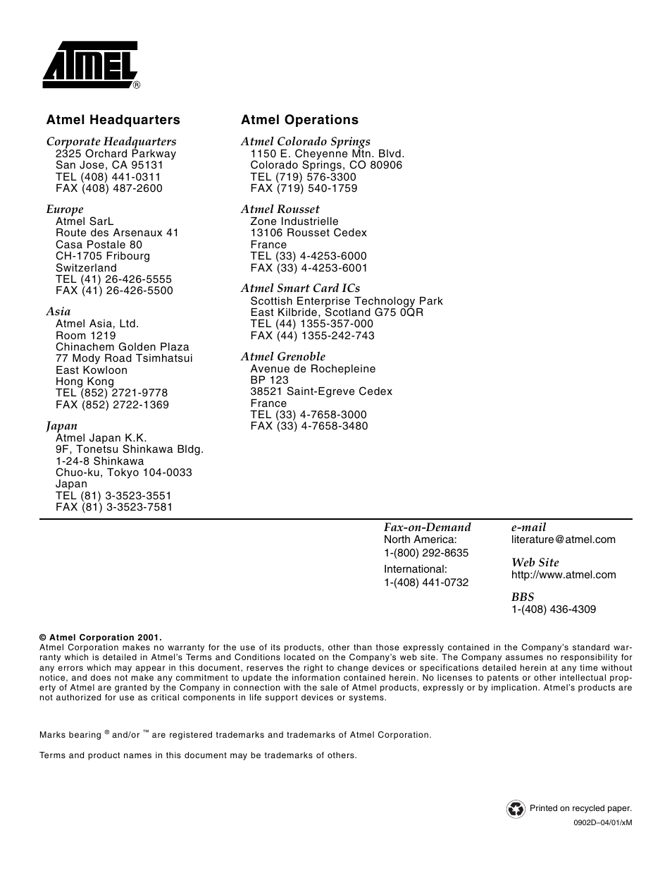 Rainbow Electronics AT27BV020 User Manual | Page 12 / 12