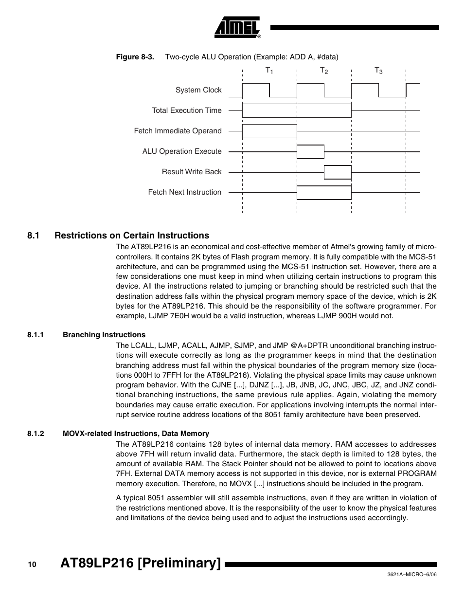 1 restrictions on certain instructions, Show | Rainbow Electronics AT89LP216 User Manual | Page 10 / 90