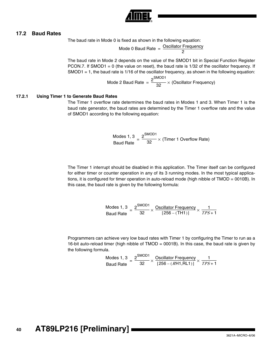 2 baud rates | Rainbow Electronics AT89LP216 User Manual | Page 40 / 90