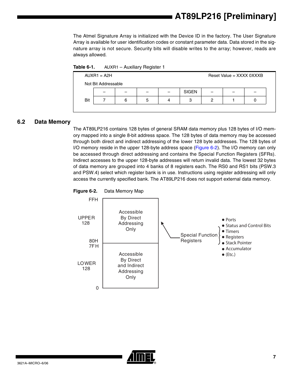 2 data memory | Rainbow Electronics AT89LP216 User Manual | Page 7 / 90