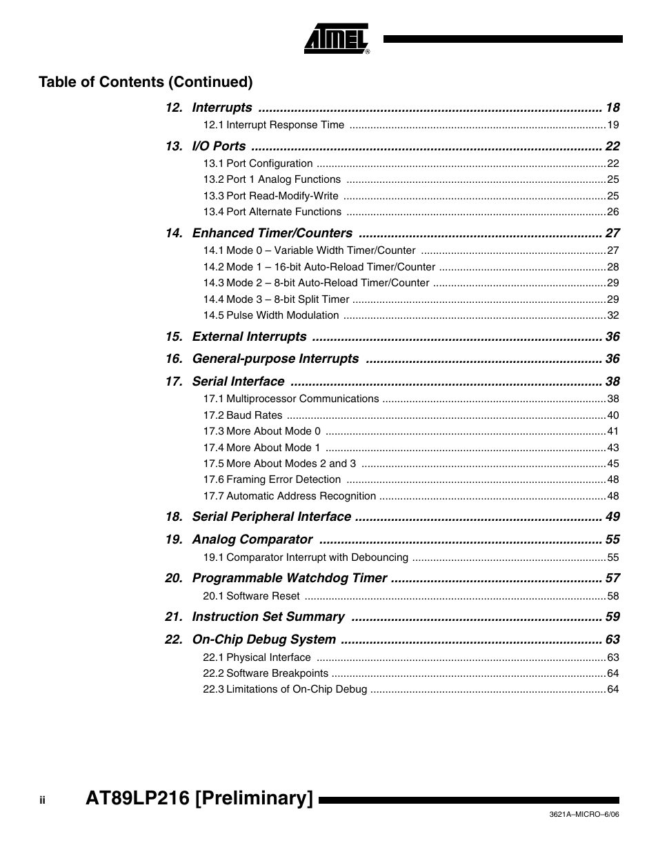 Table of contents (continued) | Rainbow Electronics AT89LP216 User Manual | Page 88 / 90