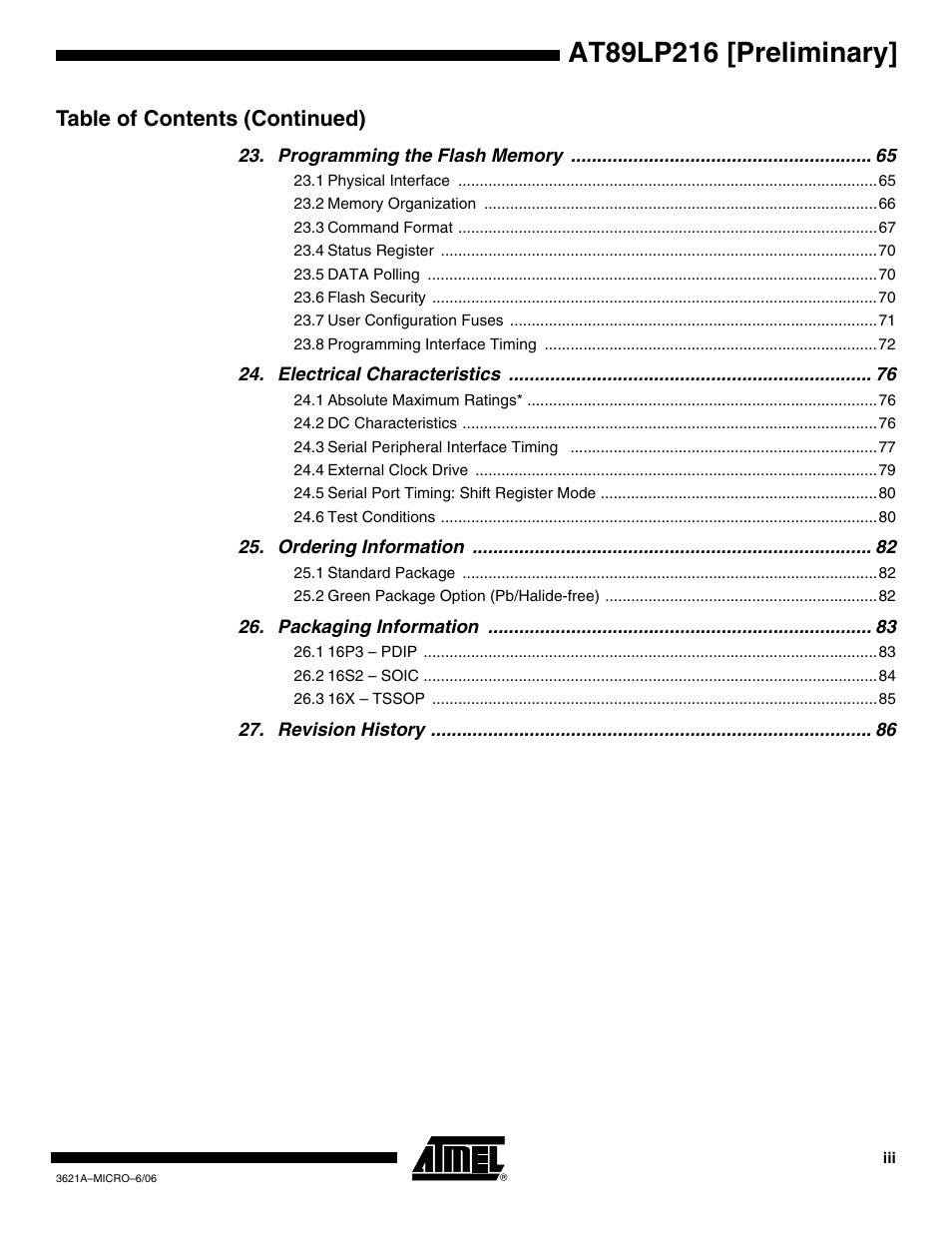 Table of contents (continued) | Rainbow Electronics AT89LP216 User Manual | Page 89 / 90