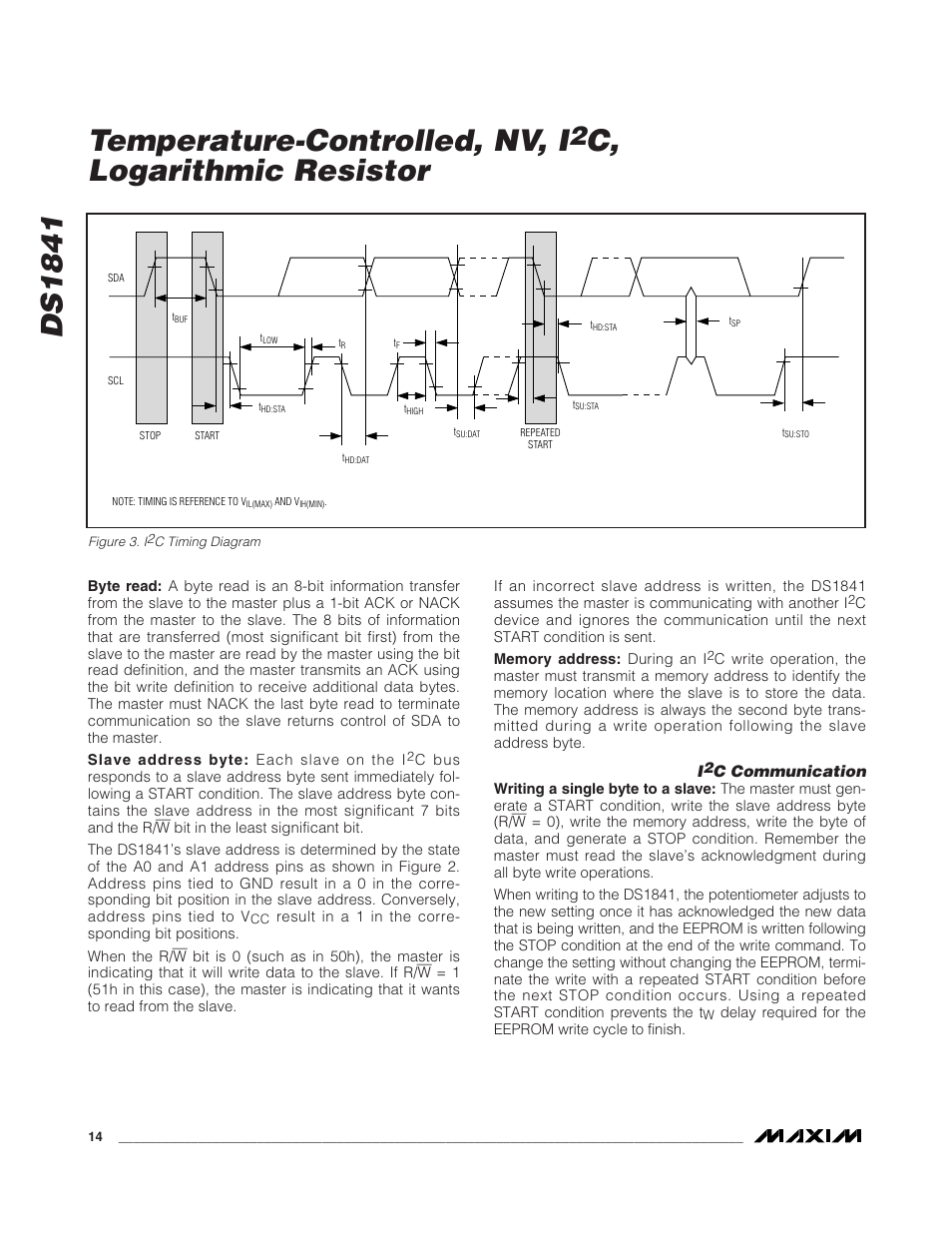Ds1841 temperature-controlled, nv, i, C, logarithmic resistor | Rainbow Electronics DS1841 User Manual | Page 14 / 16