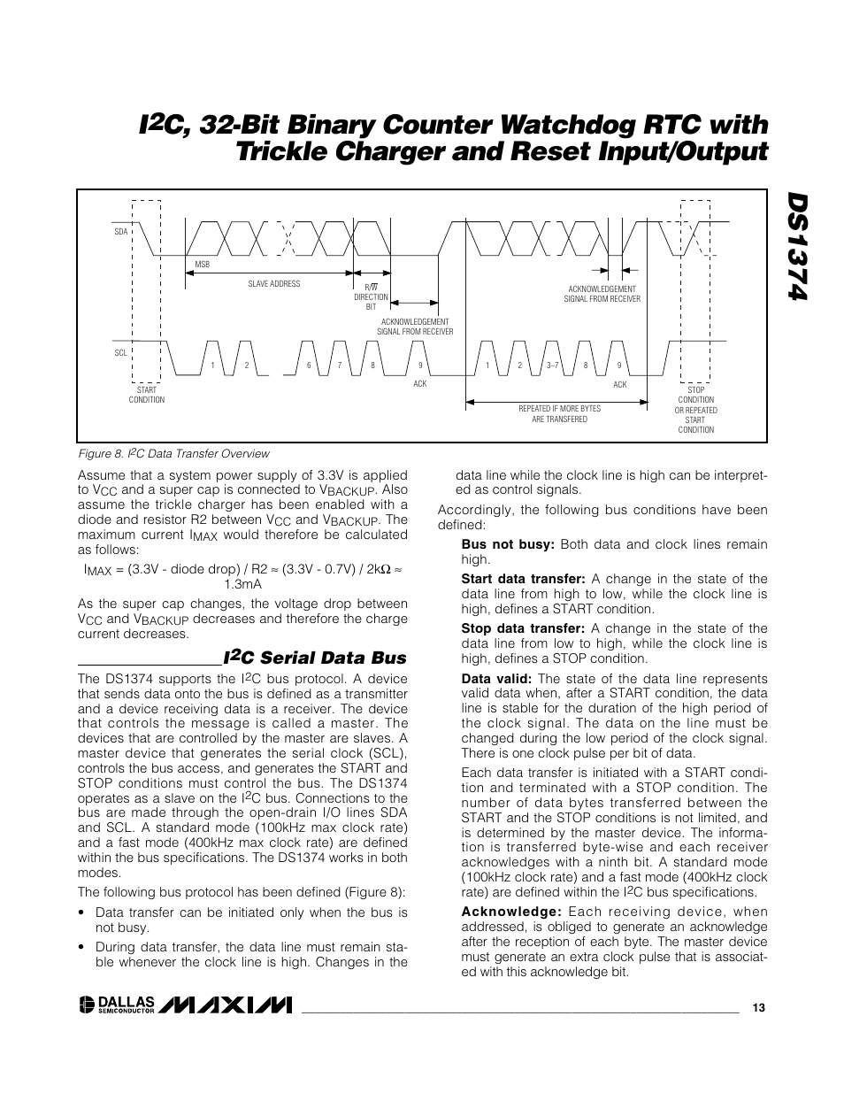 Ds1374 i, C serial data bus | Rainbow Electronics DS1374 User Manual | Page 13 / 15