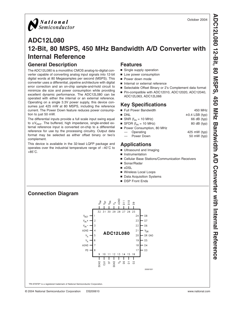 Rainbow Electronics ADC12L080 User Manual | 23 pages