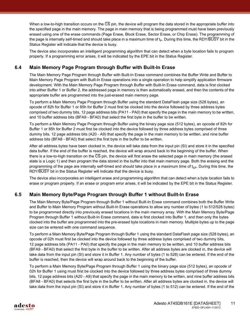 Rainbow Electronics AT45DB161E User Manual | Page 11 / 72