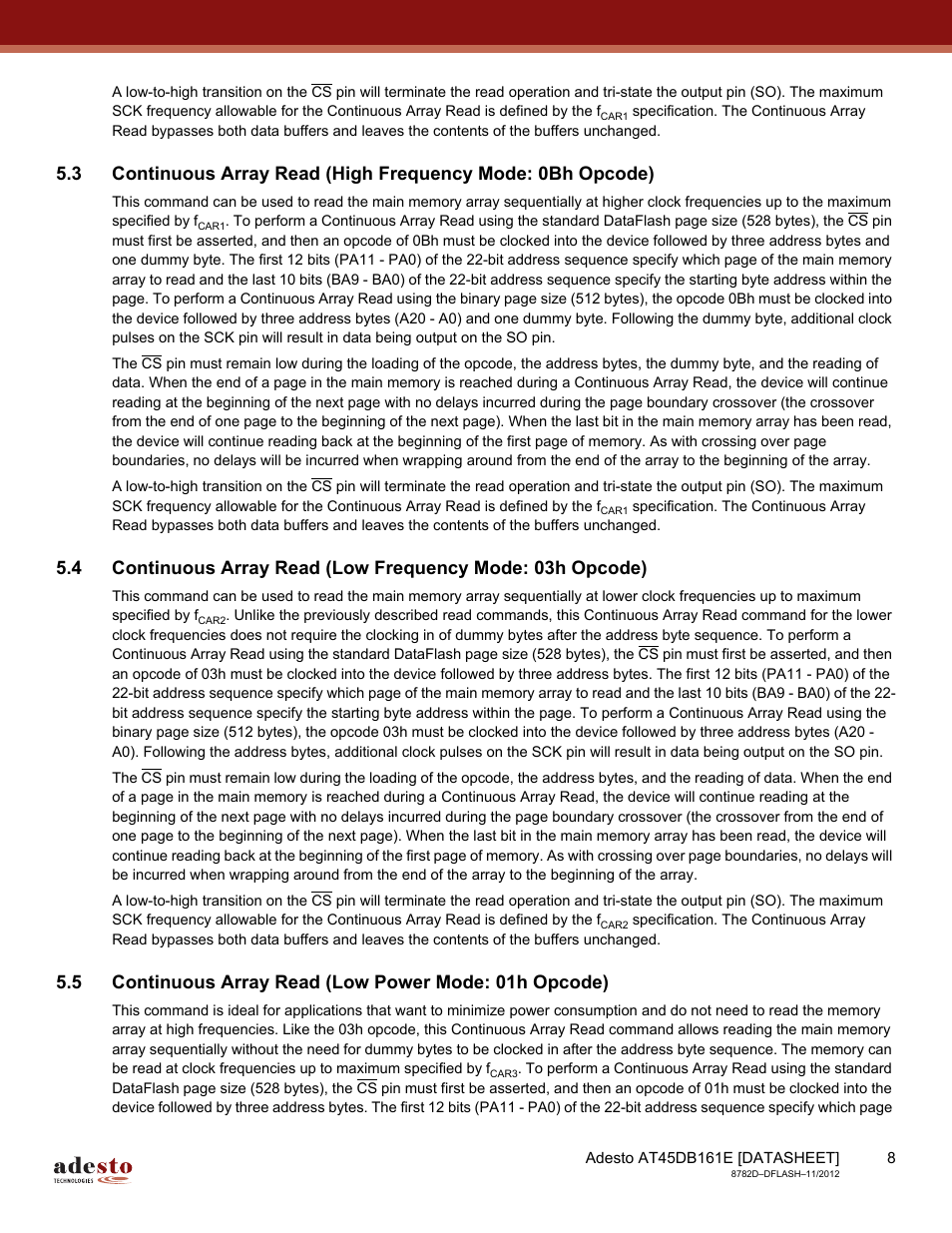 Rainbow Electronics AT45DB161E User Manual | Page 8 / 72