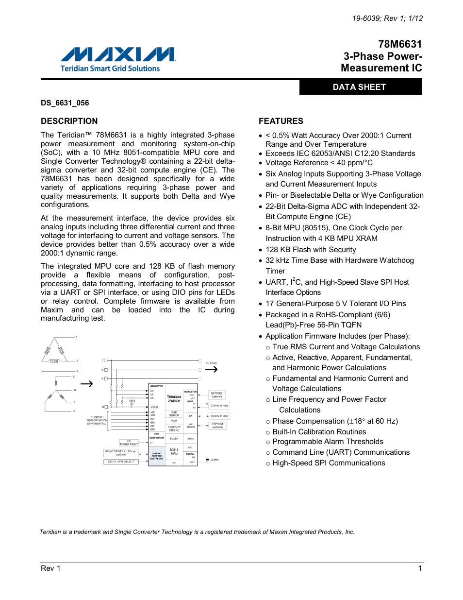 Rainbow Electronics 78M6631 User Manual | 30 pages