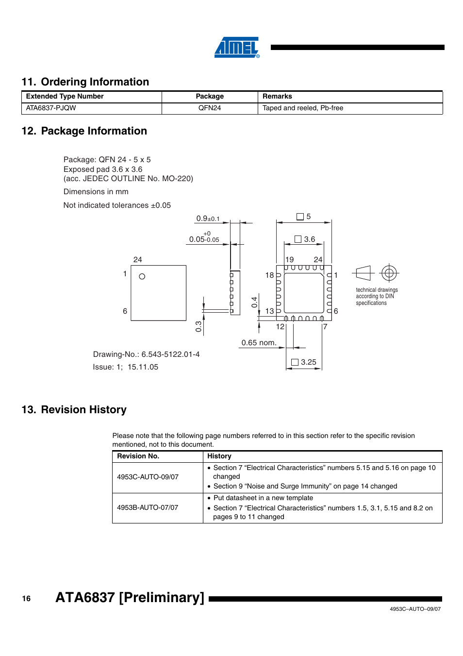Ata6837 [preliminary | Rainbow Electronics ATA6837 User Manual | Page 16 / 17