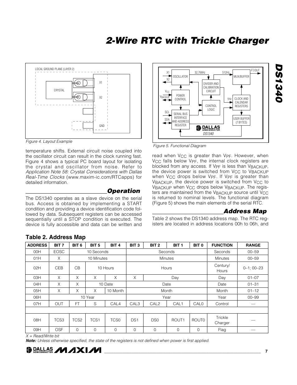 Operation, Address map, Table 2. address map | Rainbow Electronics DS1340 User Manual | Page 7 / 12