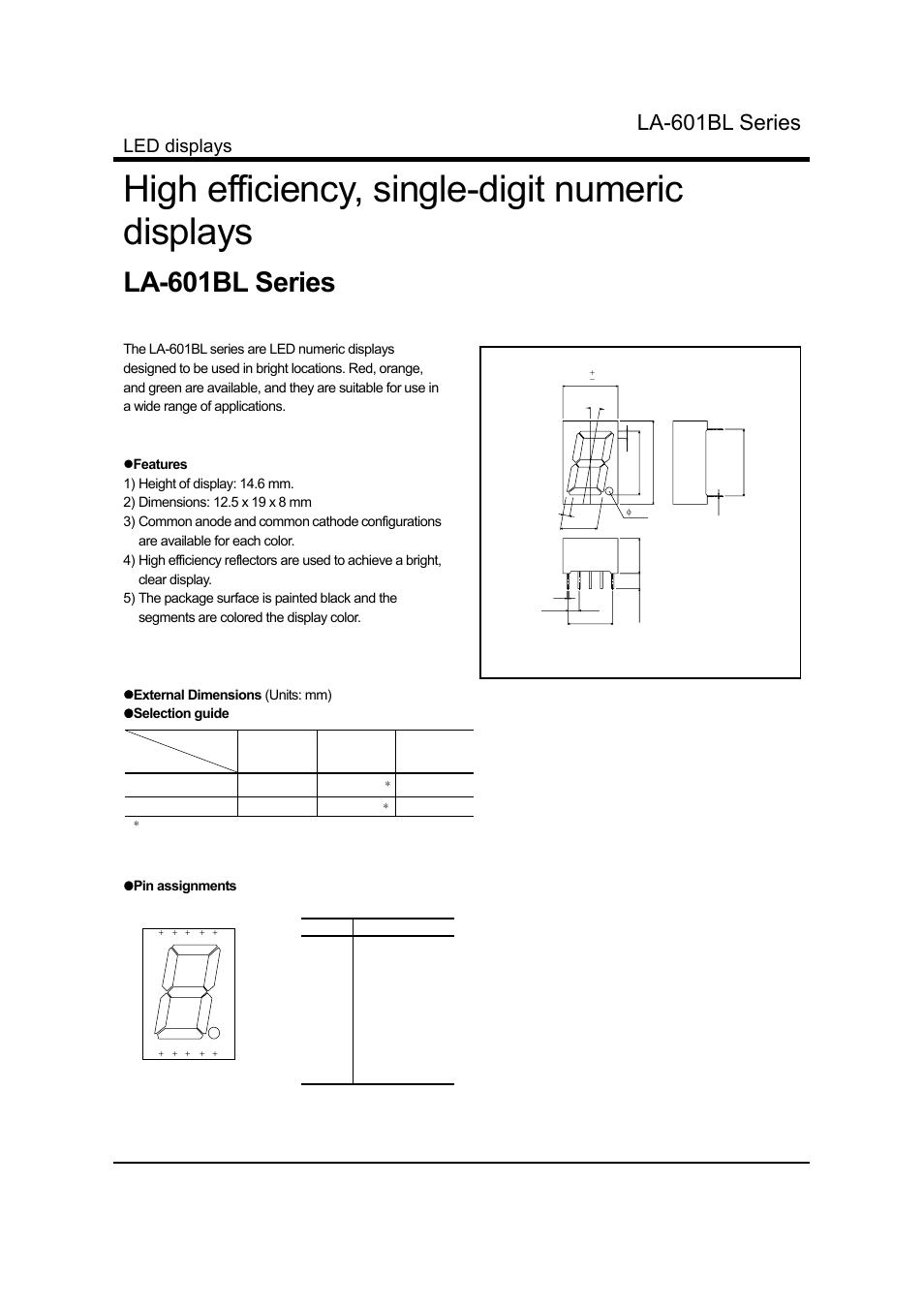 Rainbow Electronics LA-601BL Series User Manual | 2 pages