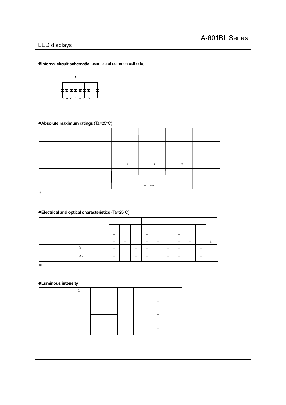 La-601bl series, Led displays | Rainbow Electronics LA-601BL Series User Manual | Page 2 / 2