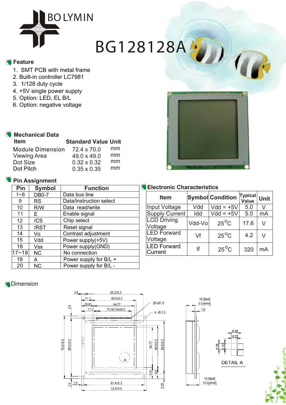 Rainbow Electronics BG128128A User Manual | 1 page