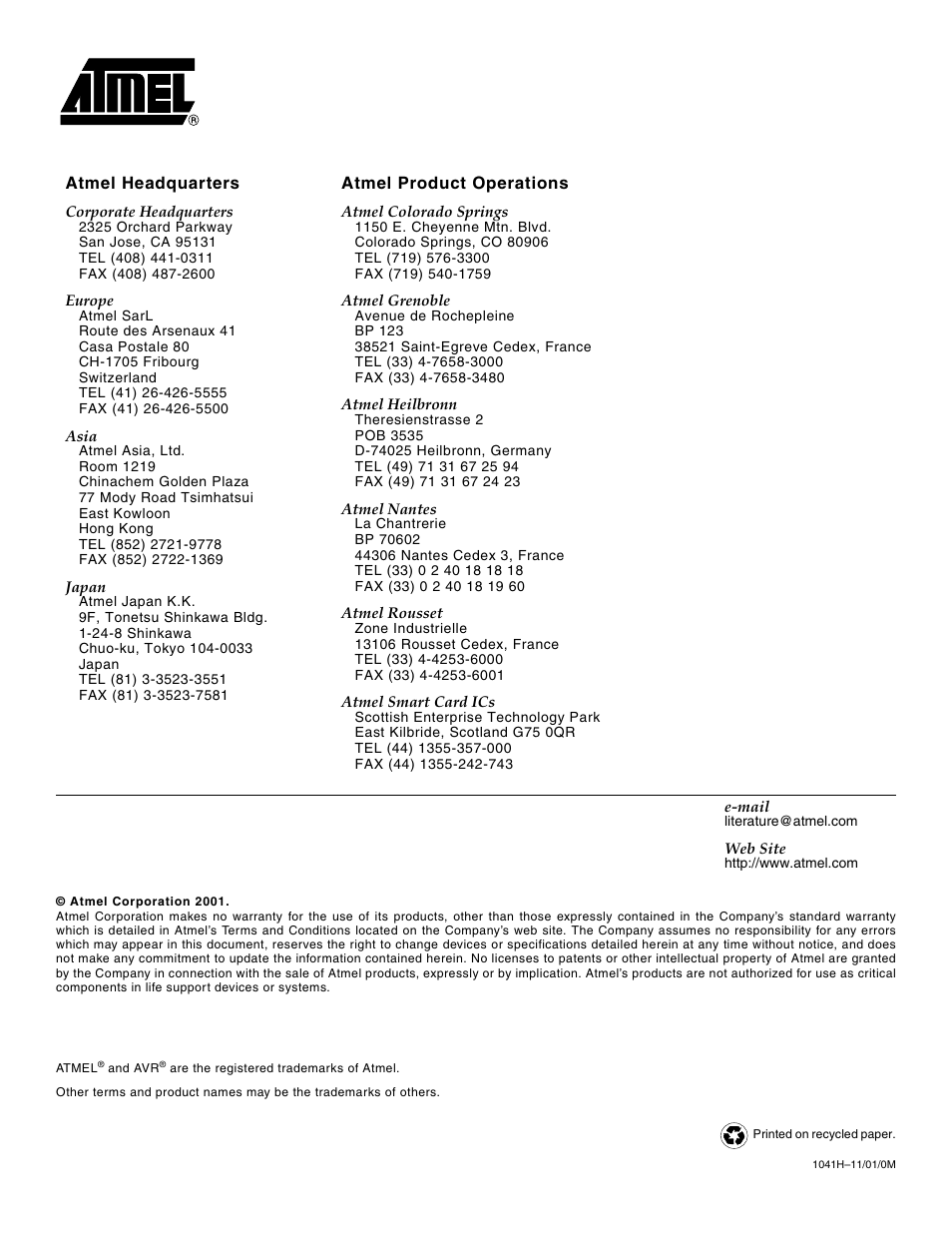 Rainbow Electronics AT90LS8535 User Manual | Page 127 / 127