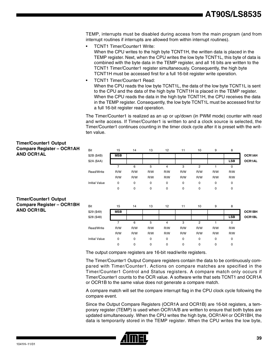 Rainbow Electronics AT90LS8535 User Manual | Page 39 / 127