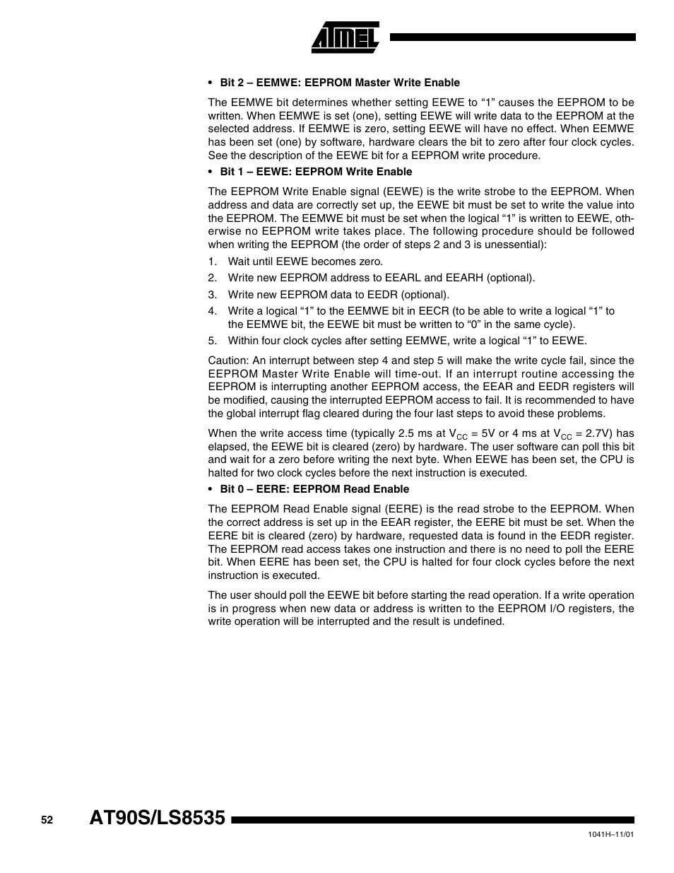 Rainbow Electronics AT90LS8535 User Manual | Page 52 / 127