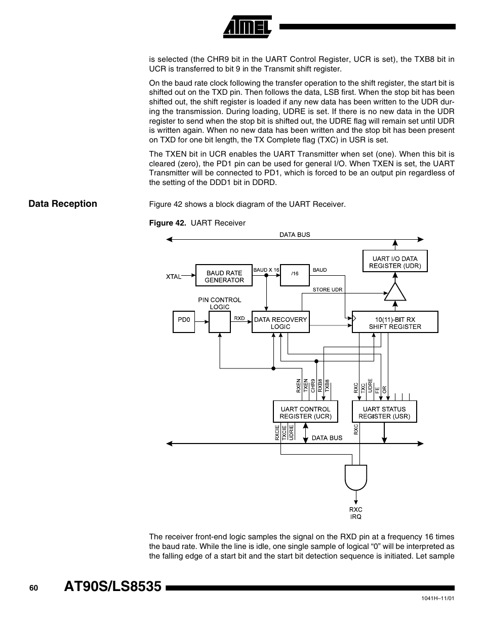 Data reception | Rainbow Electronics AT90LS8535 User Manual | Page 60 / 127