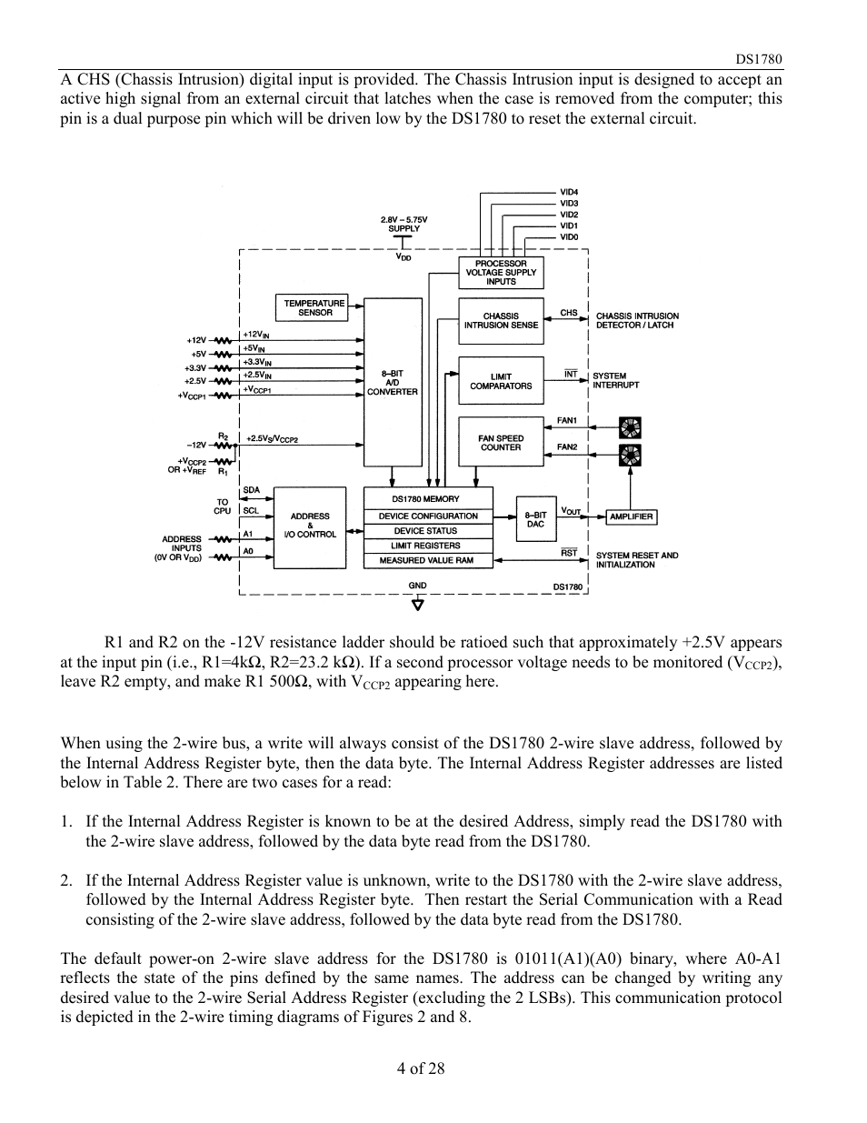 Wire serial data bus | Rainbow Electronics DS1780 User Manual | Page 4 / 28