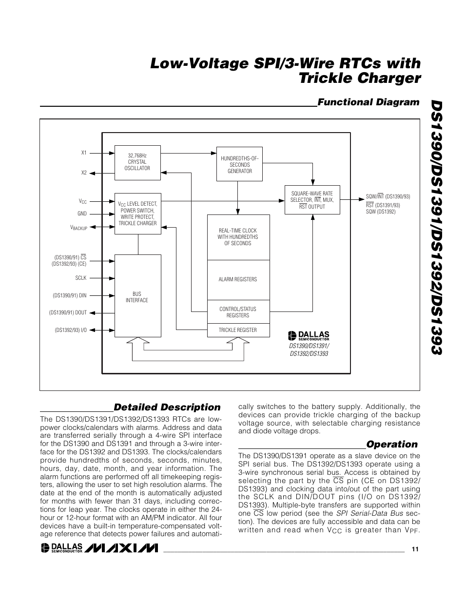 Detailed description, Operation, Functional diagram | Rainbow Electronics DS1393 User Manual | Page 11 / 24