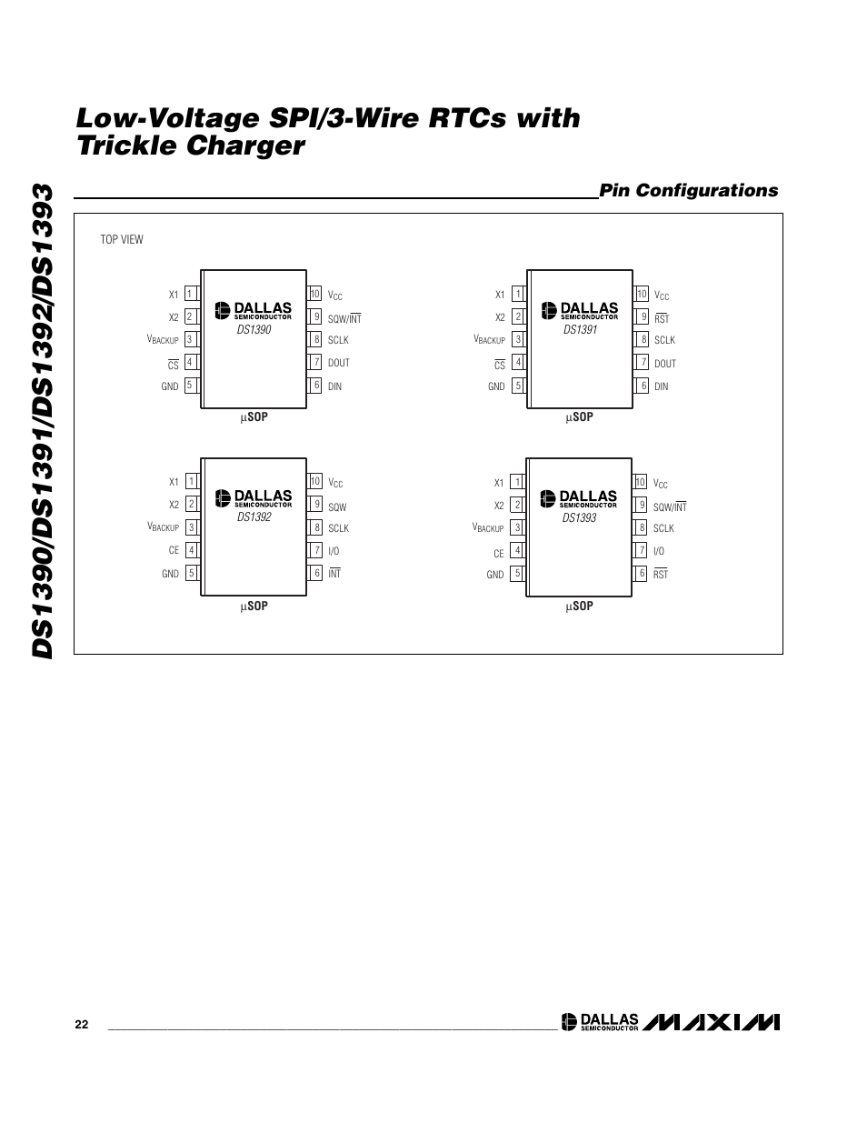 Pin configurations | Rainbow Electronics DS1393 User Manual | Page 22 / 24