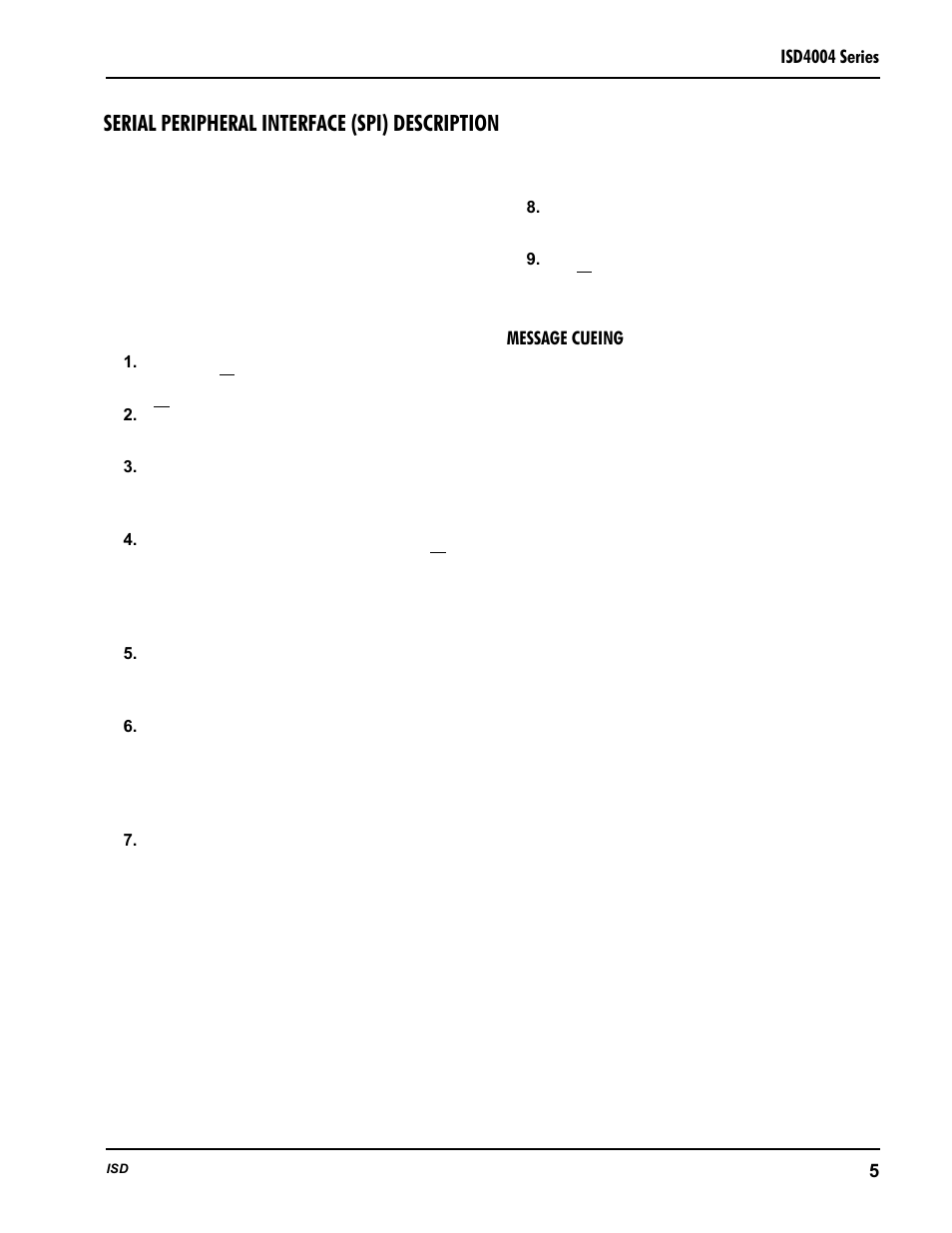 Serial peripheral interface (spi) description | Rainbow Electronics ISD4004 User Manual | Page 9 / 28