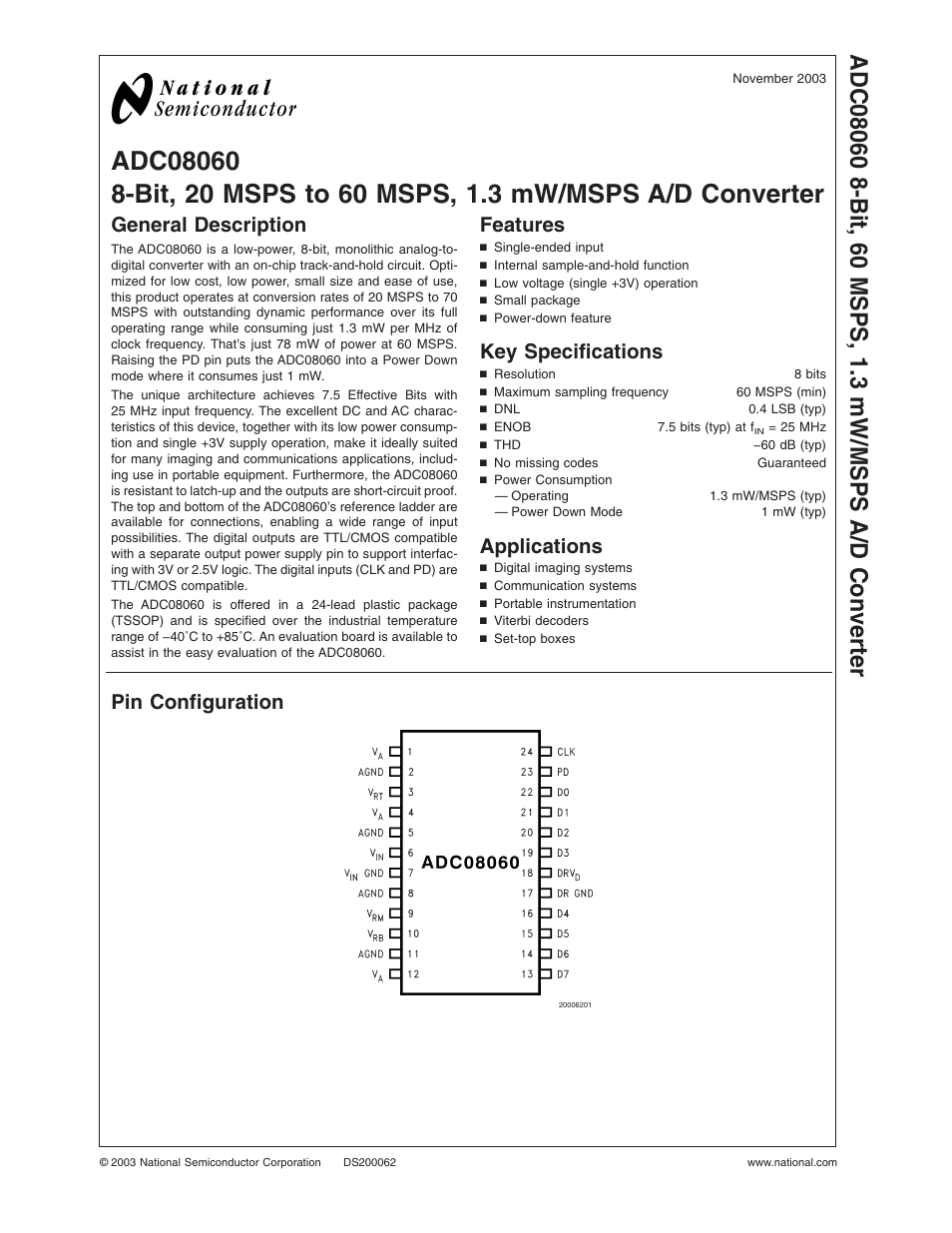 Rainbow Electronics ADC08060 User Manual | 19 pages