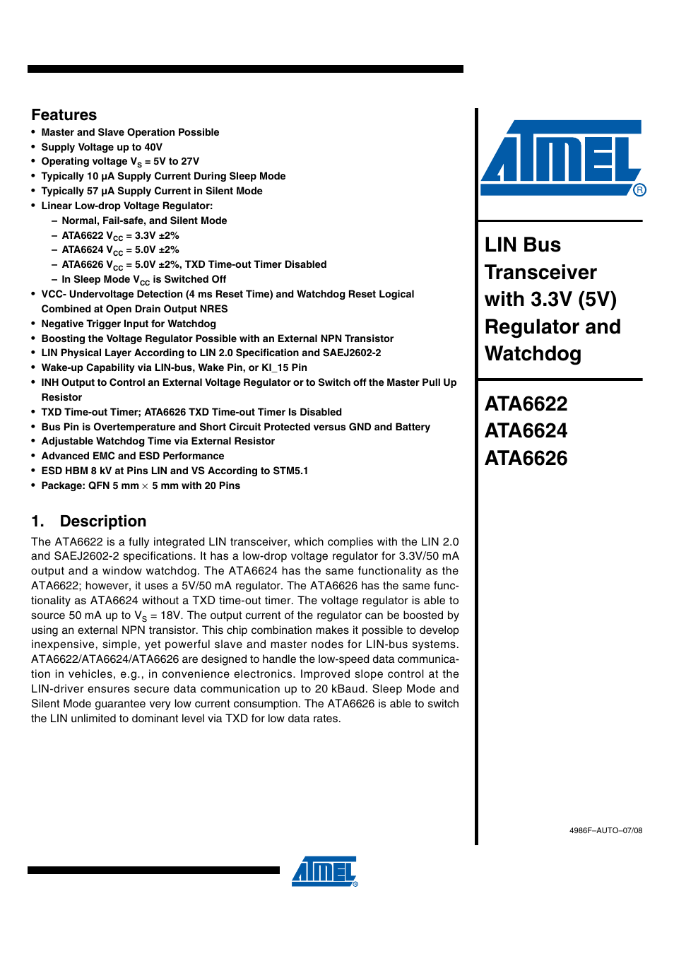 Rainbow Electronics ATA6624 User Manual | 29 pages
