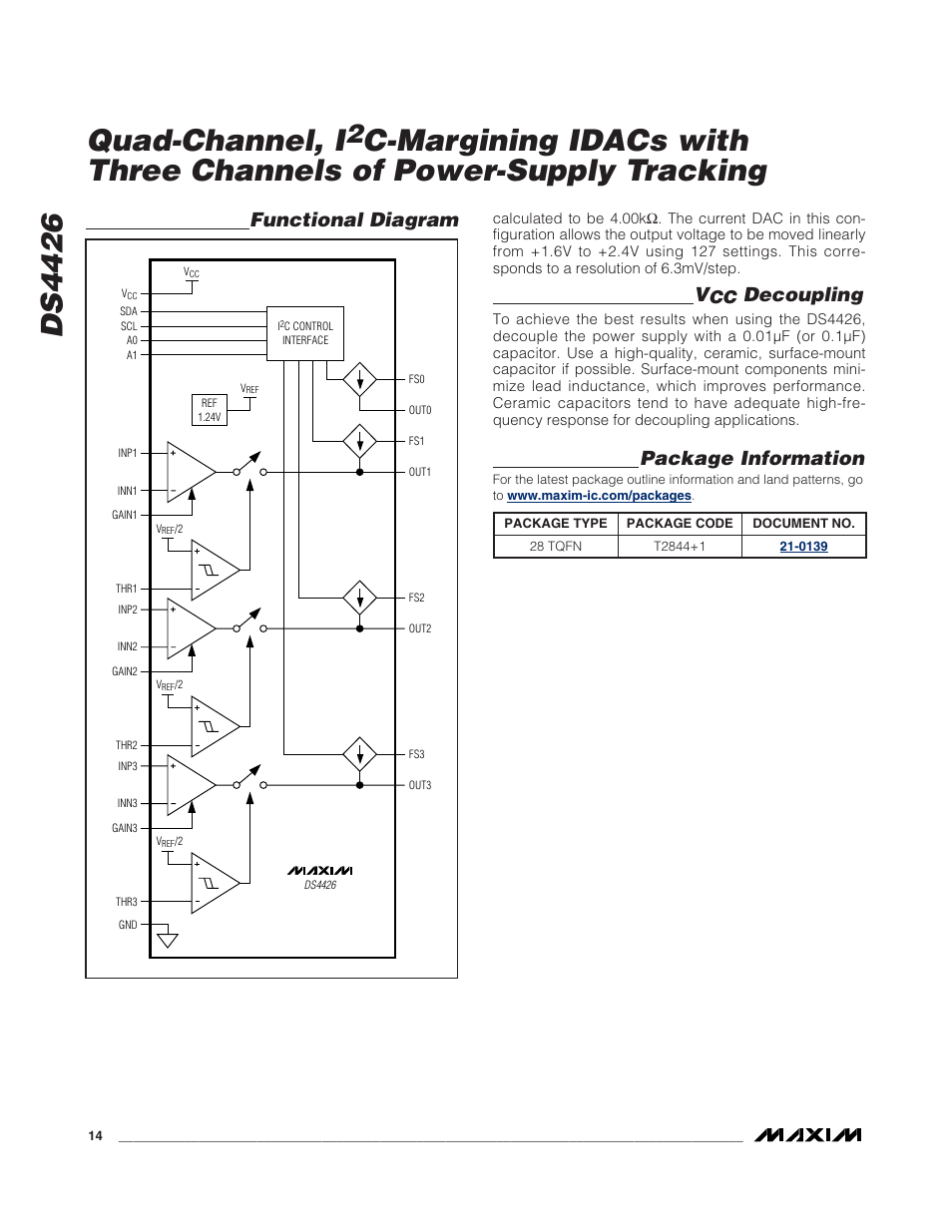 Ds4426 quad-channel, i, Decoupling, Functional diagram package information | Rainbow Electronics DS4426 User Manual | Page 14 / 15