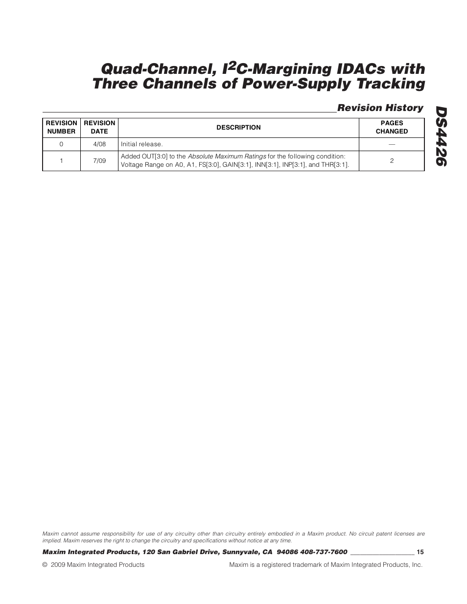 Ds4426 quad-channel, i | Rainbow Electronics DS4426 User Manual | Page 15 / 15