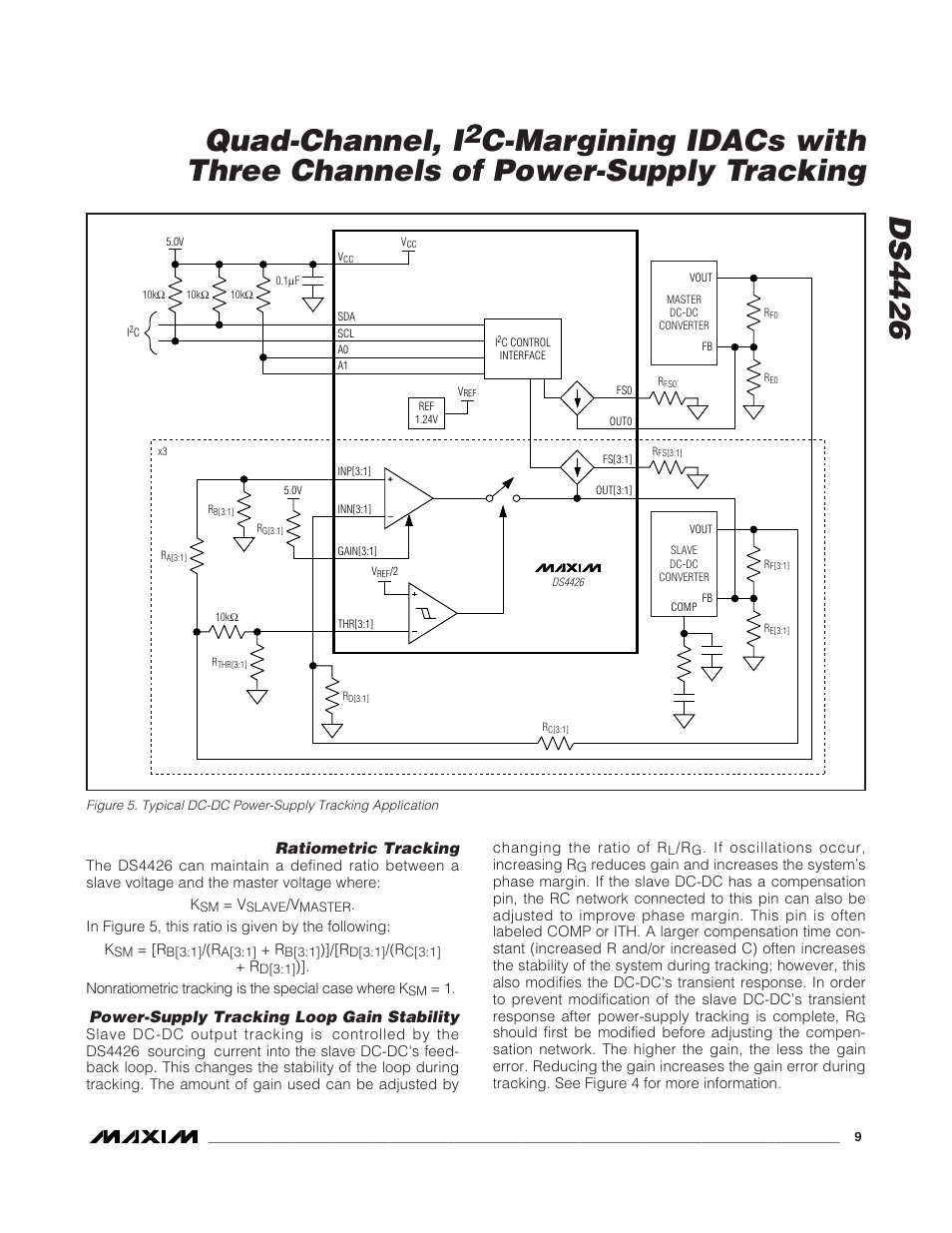 Ds4426 quad-channel, i, Ratiometric tracking, Power-supply tracking loop gain stability | Rainbow Electronics DS4426 User Manual | Page 9 / 15