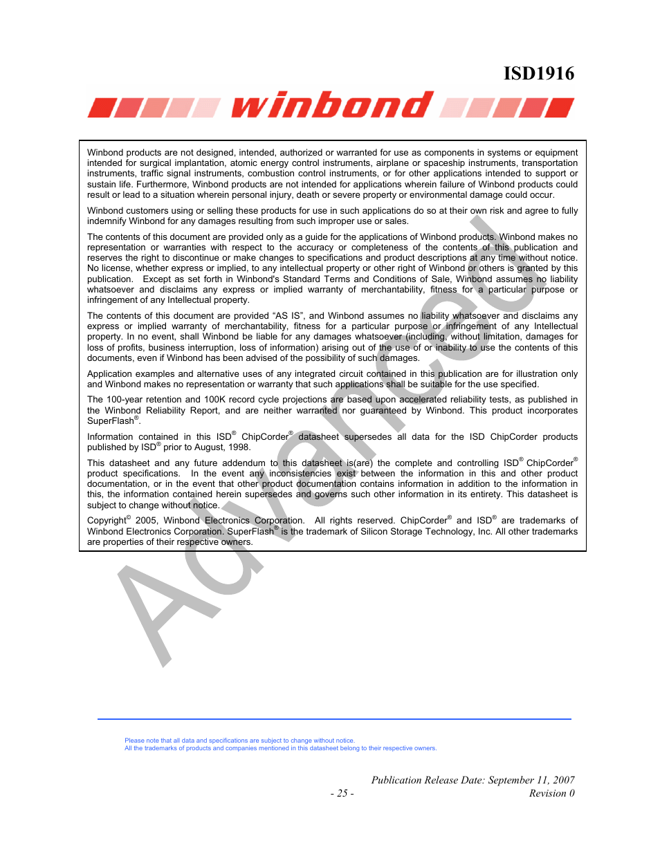 Isd1916 | Rainbow Electronics ISD1916 User Manual | Page 25 / 25