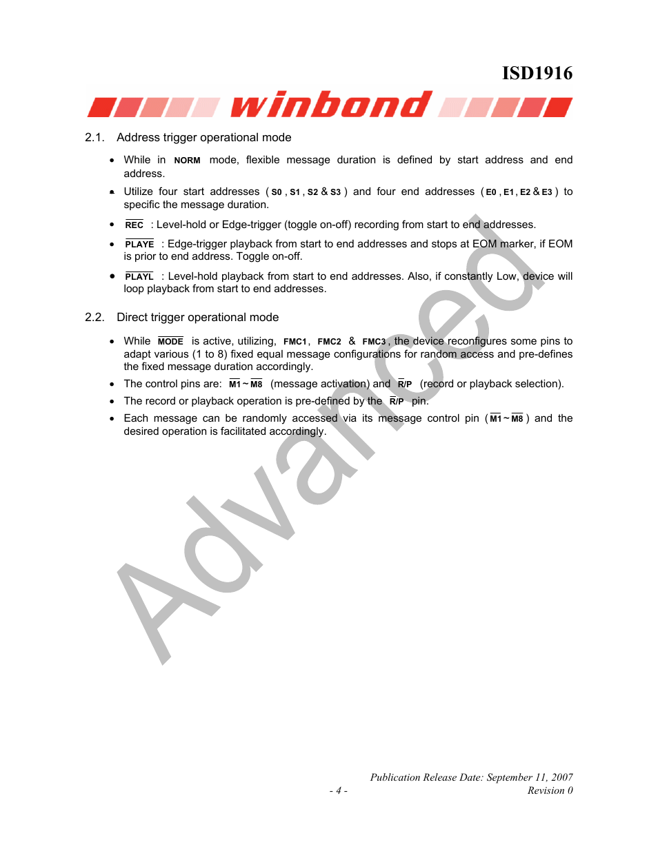 Isd1916 | Rainbow Electronics ISD1916 User Manual | Page 4 / 25