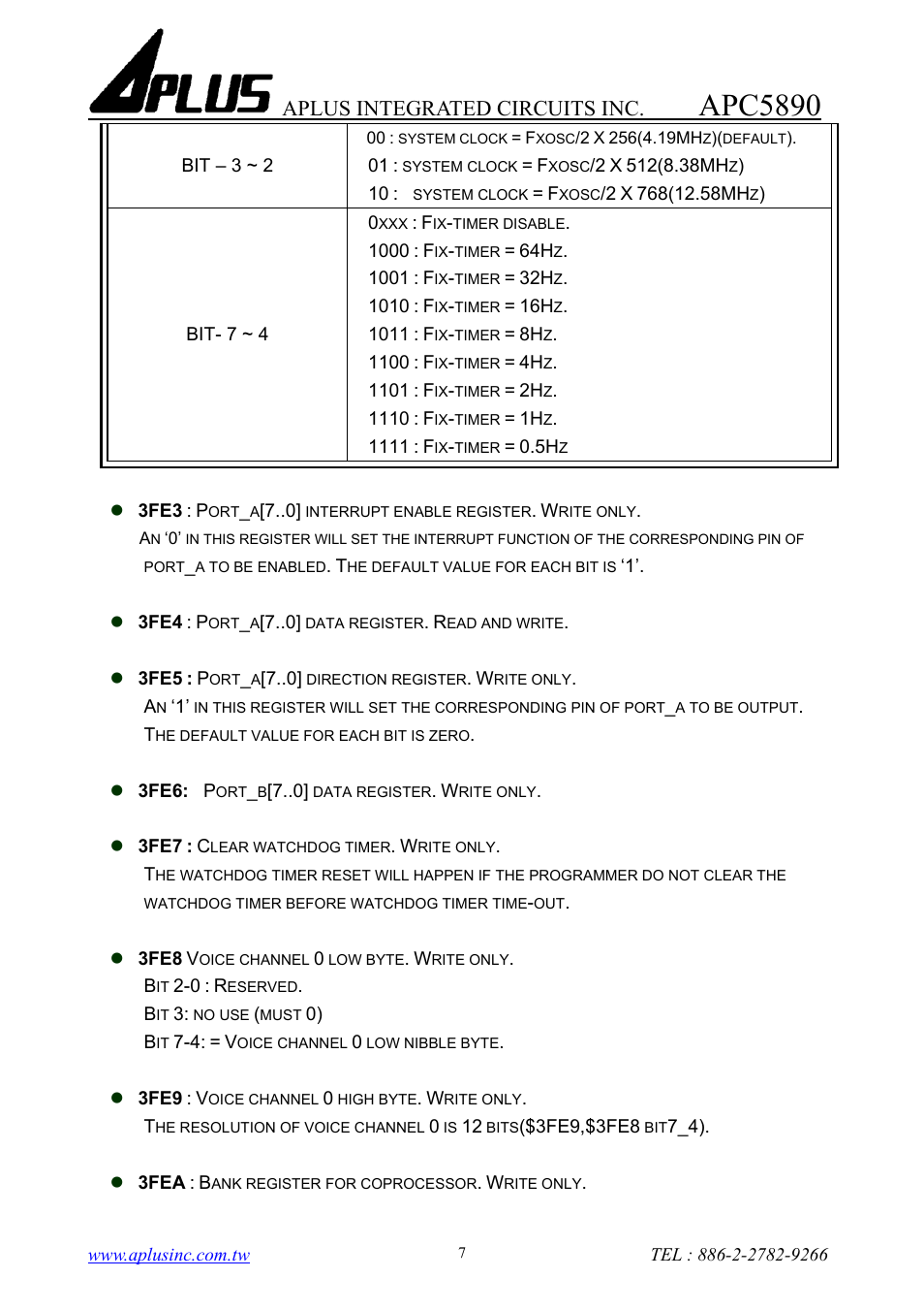Apc5890, Aplus integrated circuits inc | Rainbow Electronics APC5890 User Manual | Page 7 / 10