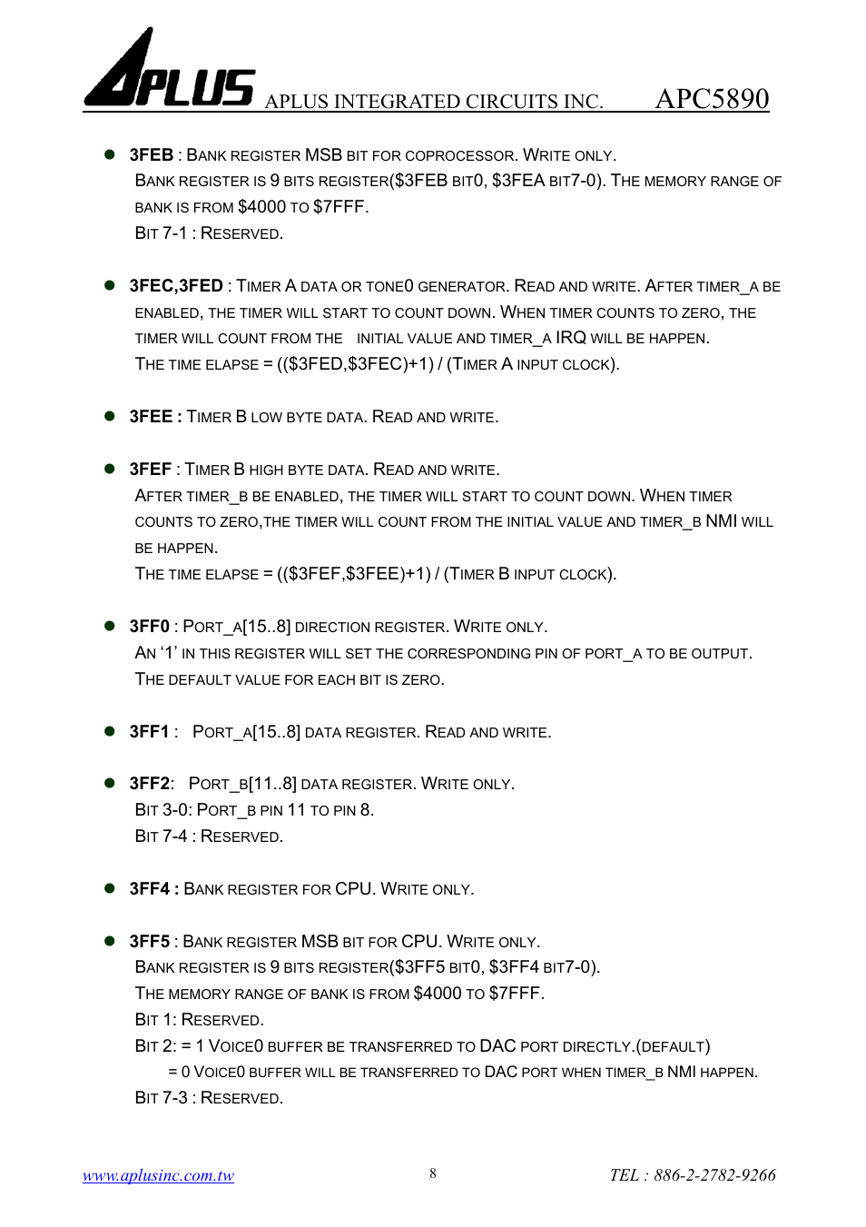 Apc5890, Aplus integrated circuits inc | Rainbow Electronics APC5890 User Manual | Page 8 / 10